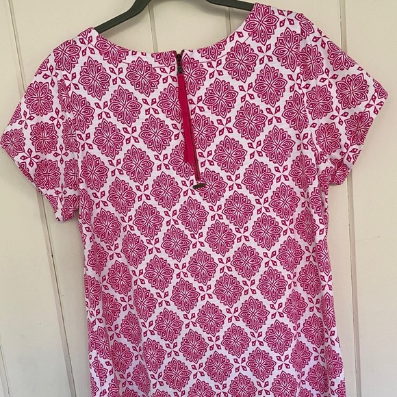 Hatley, Nellie, Cotton Short Sleeve Geometric Dress, Fuchsia Compass, Pink, Teal - Picture 5 of 7